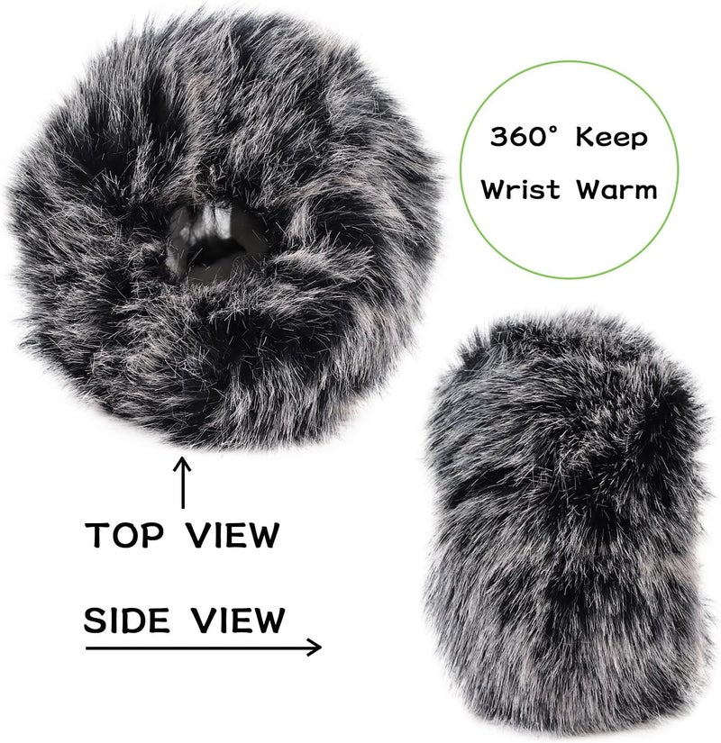 Peecabe Winter Women Fuzzy Arm Warmers Girls Faux Fur Short Wrist Cuffs Fluffy Soft Wrist Cover Ankle Warmer - Image 5